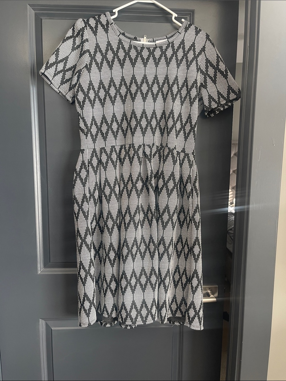 LuLaRoe Black and White Geometric Fit & Flare Dress